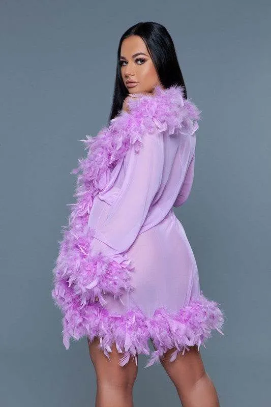 Womens Boa Trim Lux Robe
