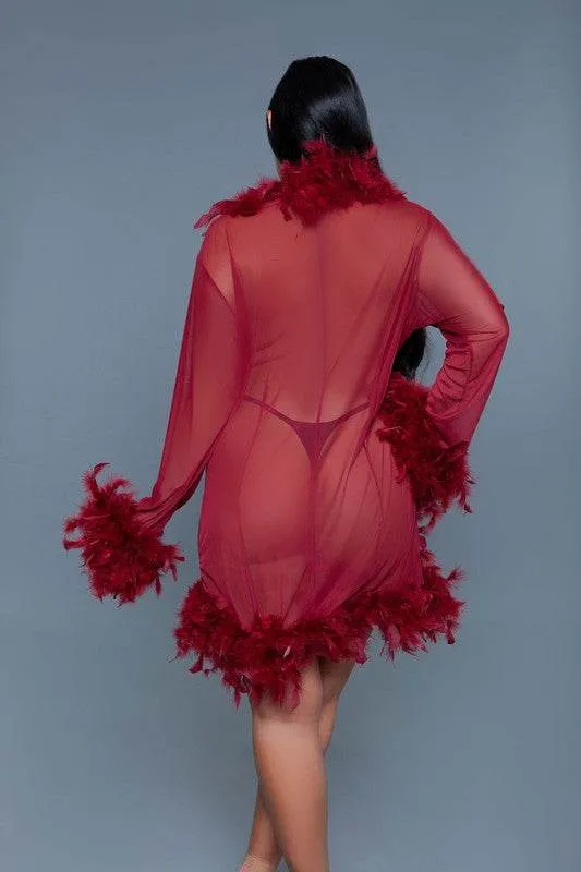 Womens Boa Trim Lux Robe