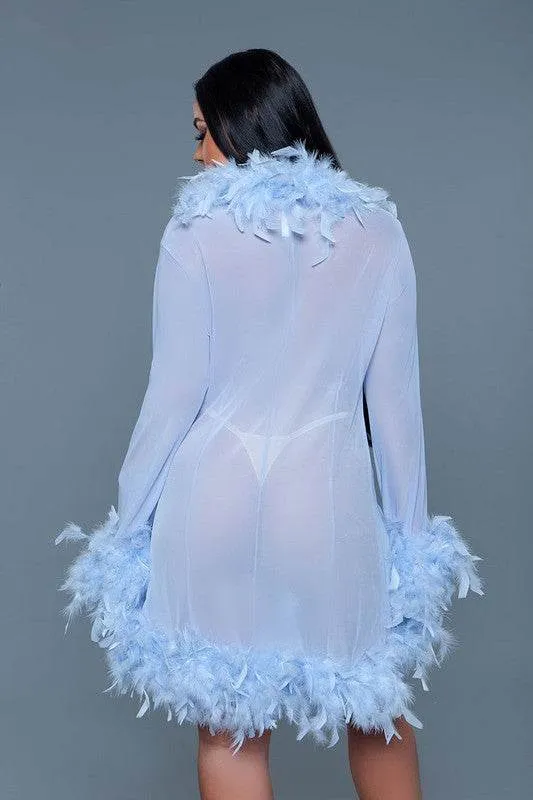 Womens Boa Trim Lux Robe