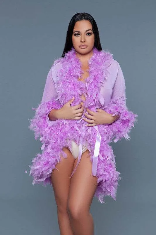Womens Boa Trim Lux Robe