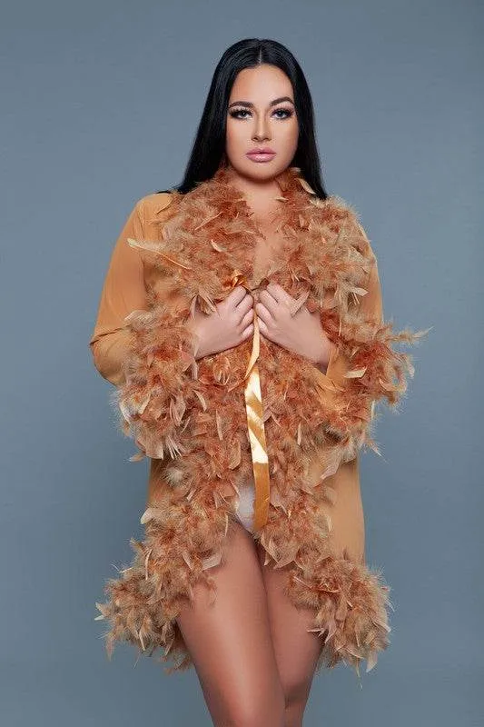 Womens Boa Trim Lux Robe