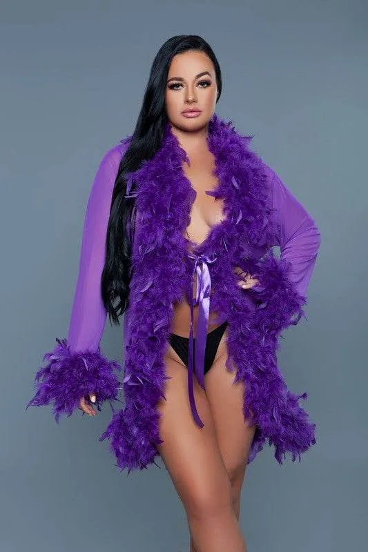 Womens Boa Trim Lux Robe