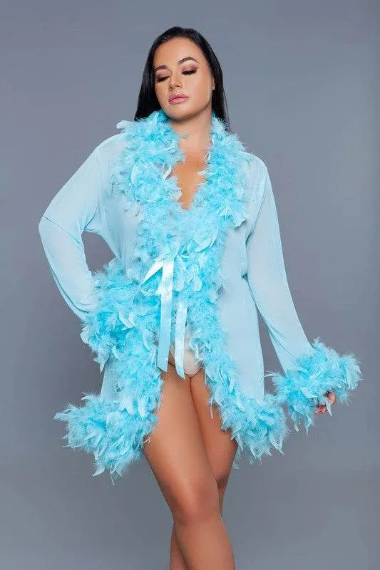 Womens Boa Trim Lux Robe