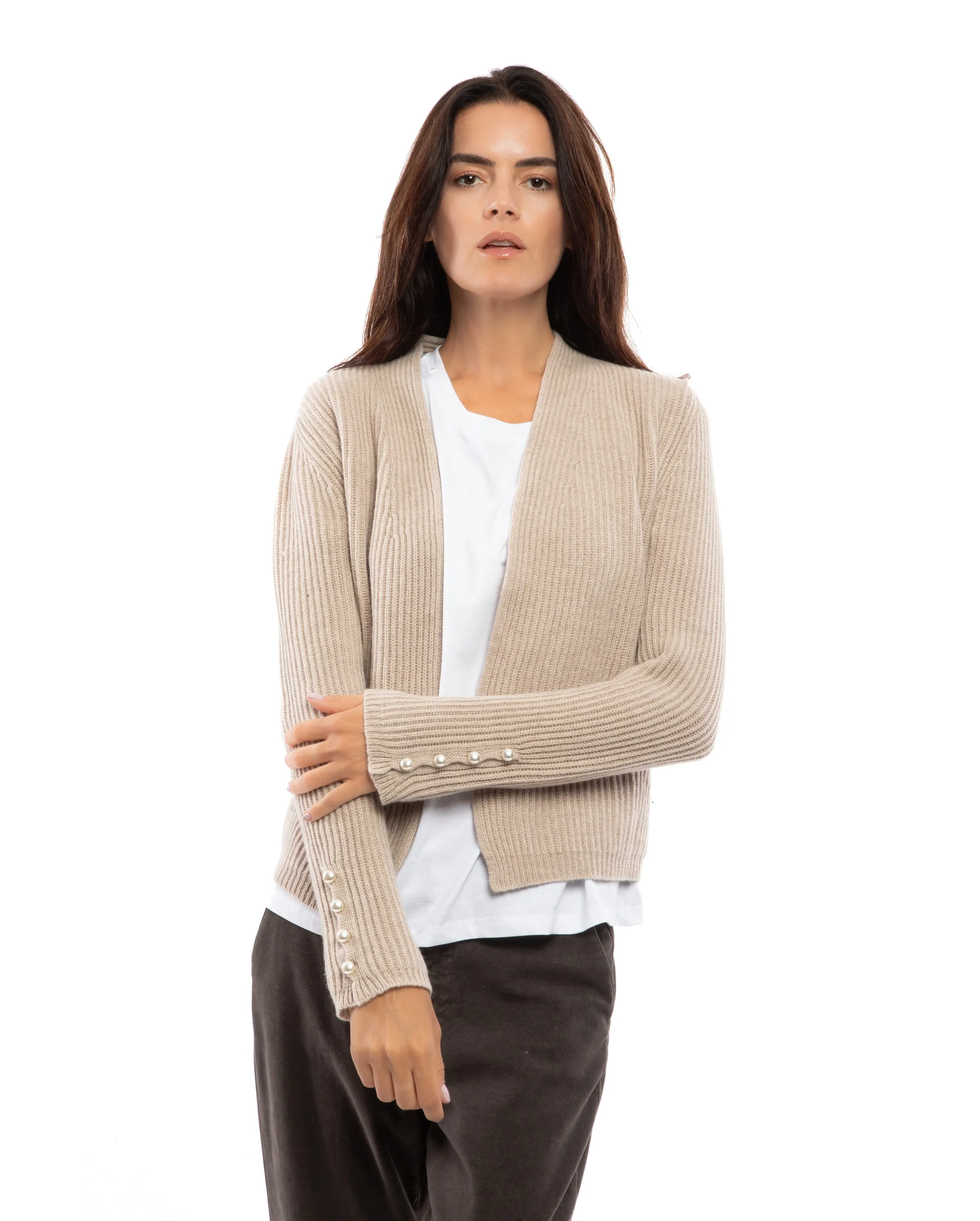 Women's Cashmere Fisherman's Rib Blazer Melange Grey