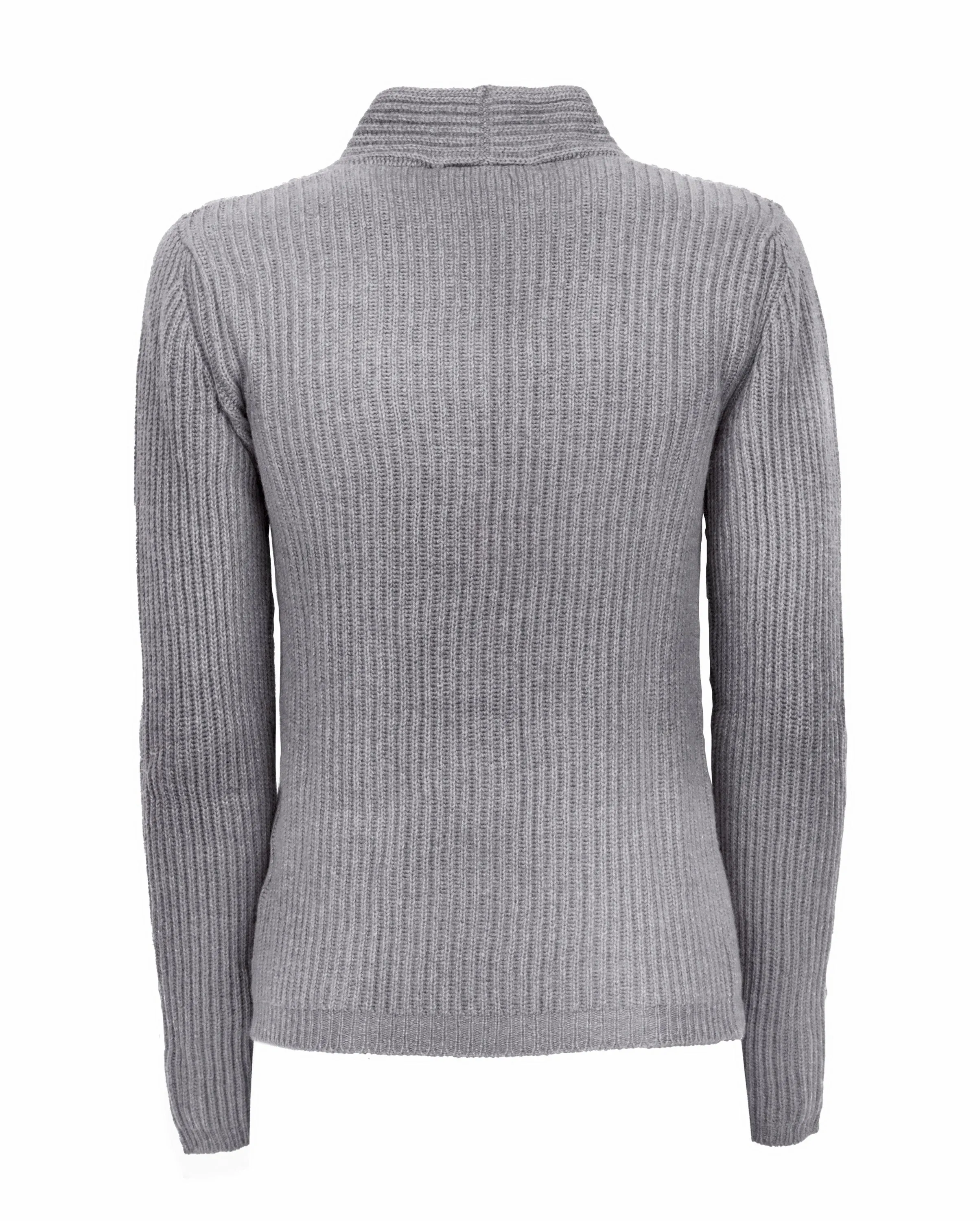 Women's Cashmere Fisherman's Rib Blazer Melange Grey