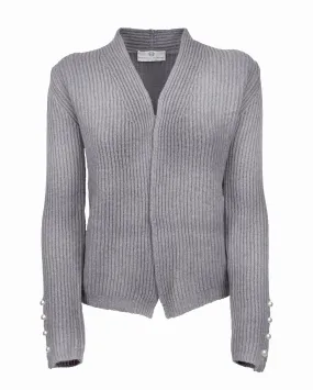 Women's Cashmere Fisherman's Rib Blazer Melange Grey