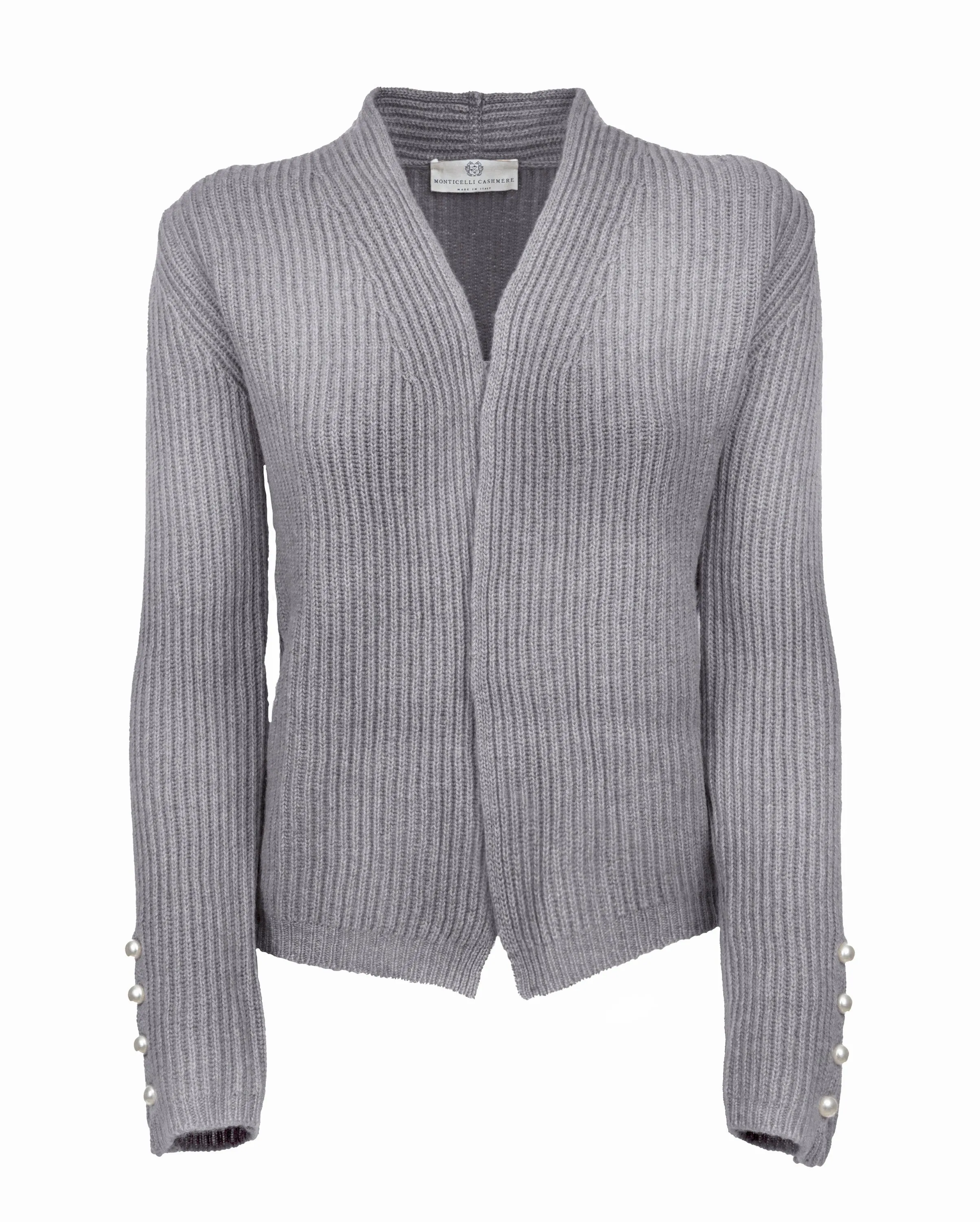 Women's Cashmere Fisherman's Rib Blazer Melange Grey