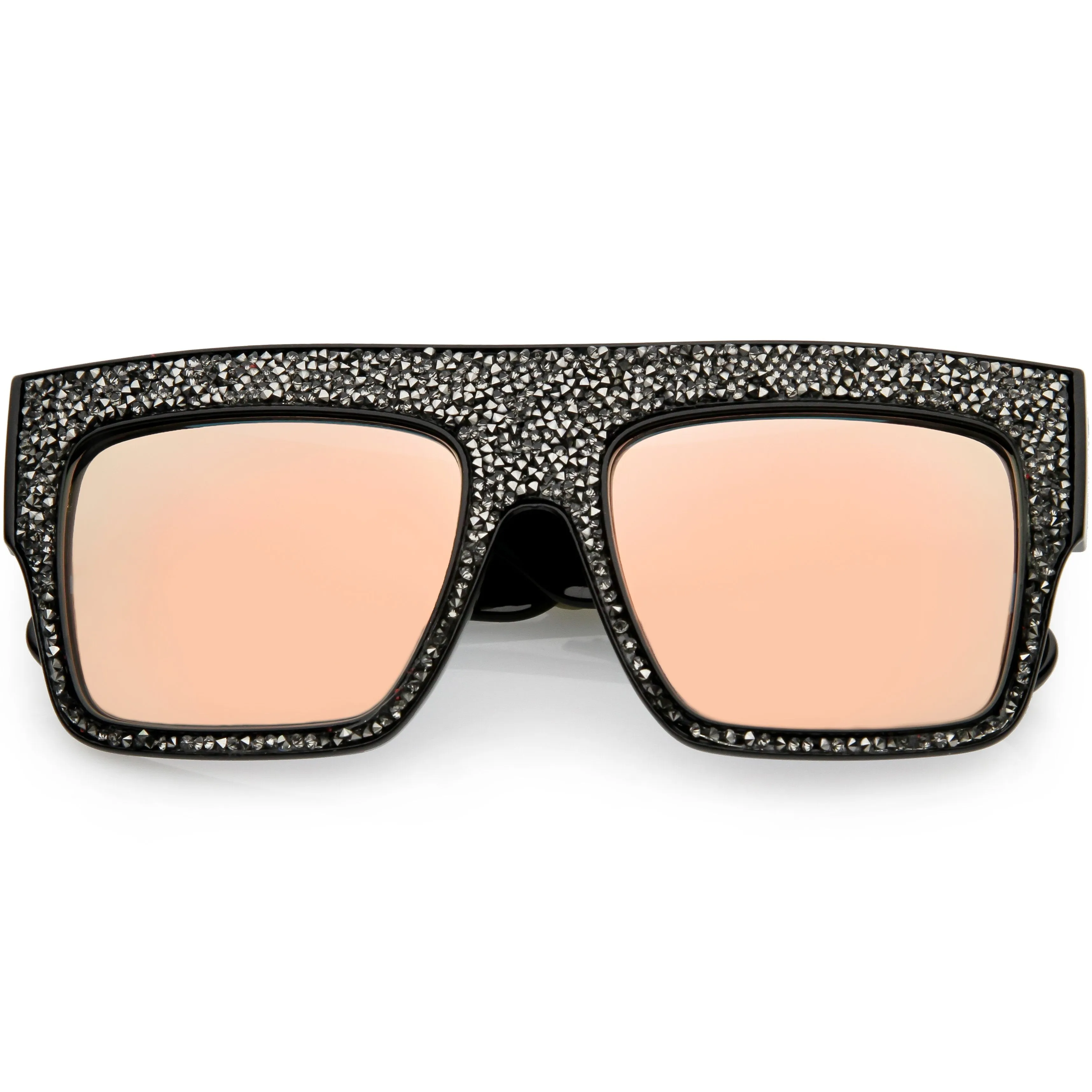 Women's Crystal Rhinestone Flat Top Mirrored Lens Sunglasses C880