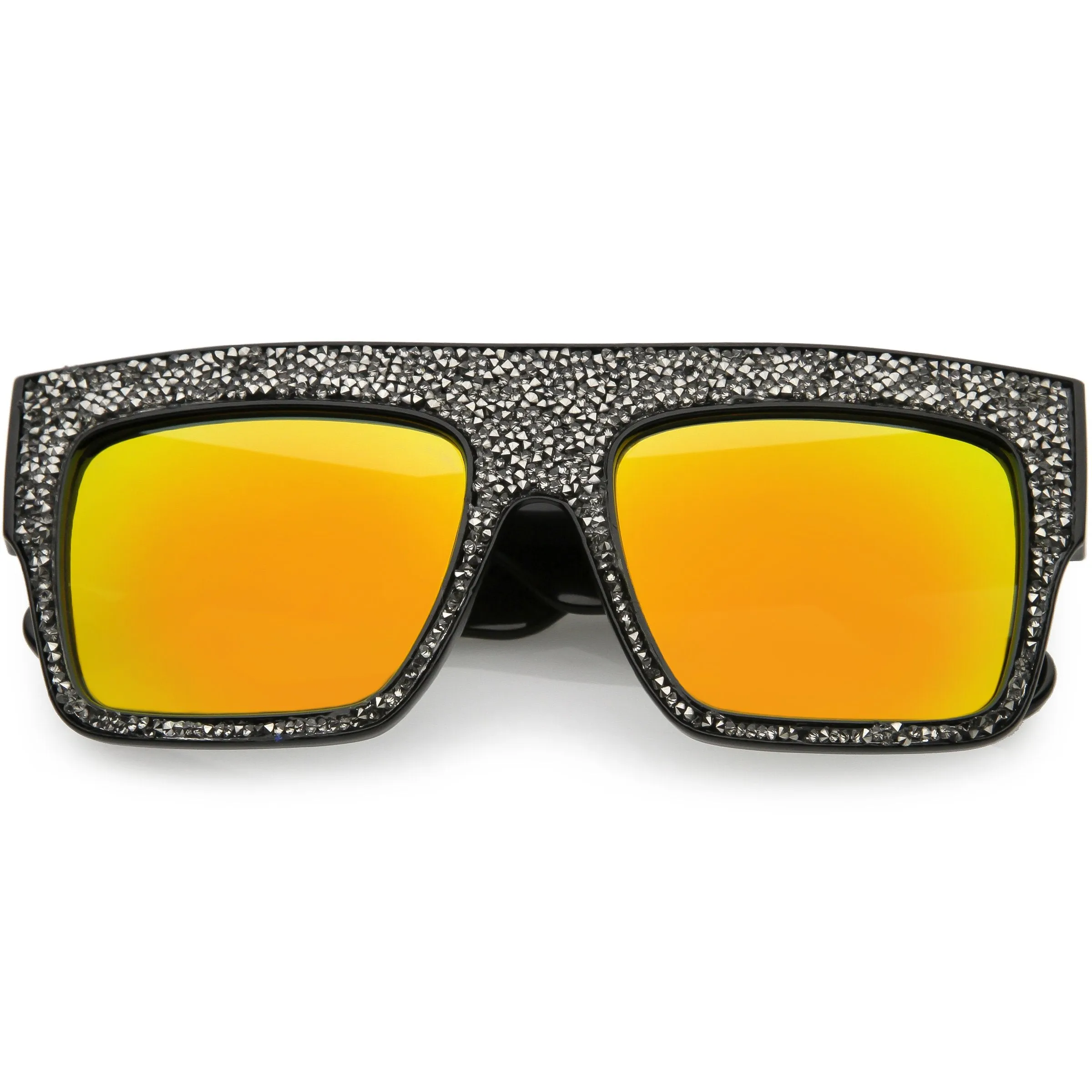 Women's Crystal Rhinestone Flat Top Mirrored Lens Sunglasses C880