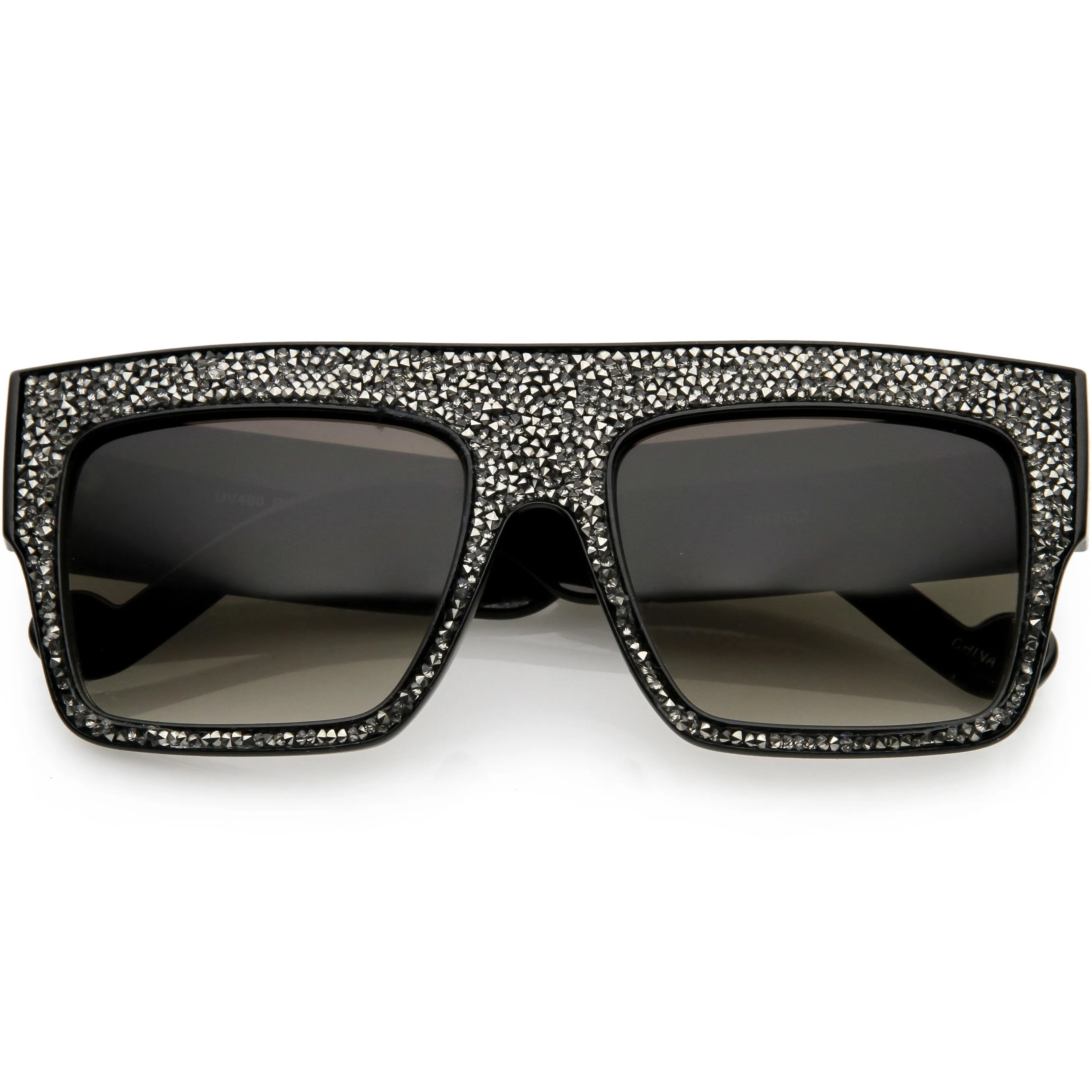 Women's Crystal Rhinestone Flat Top Mirrored Lens Sunglasses C880