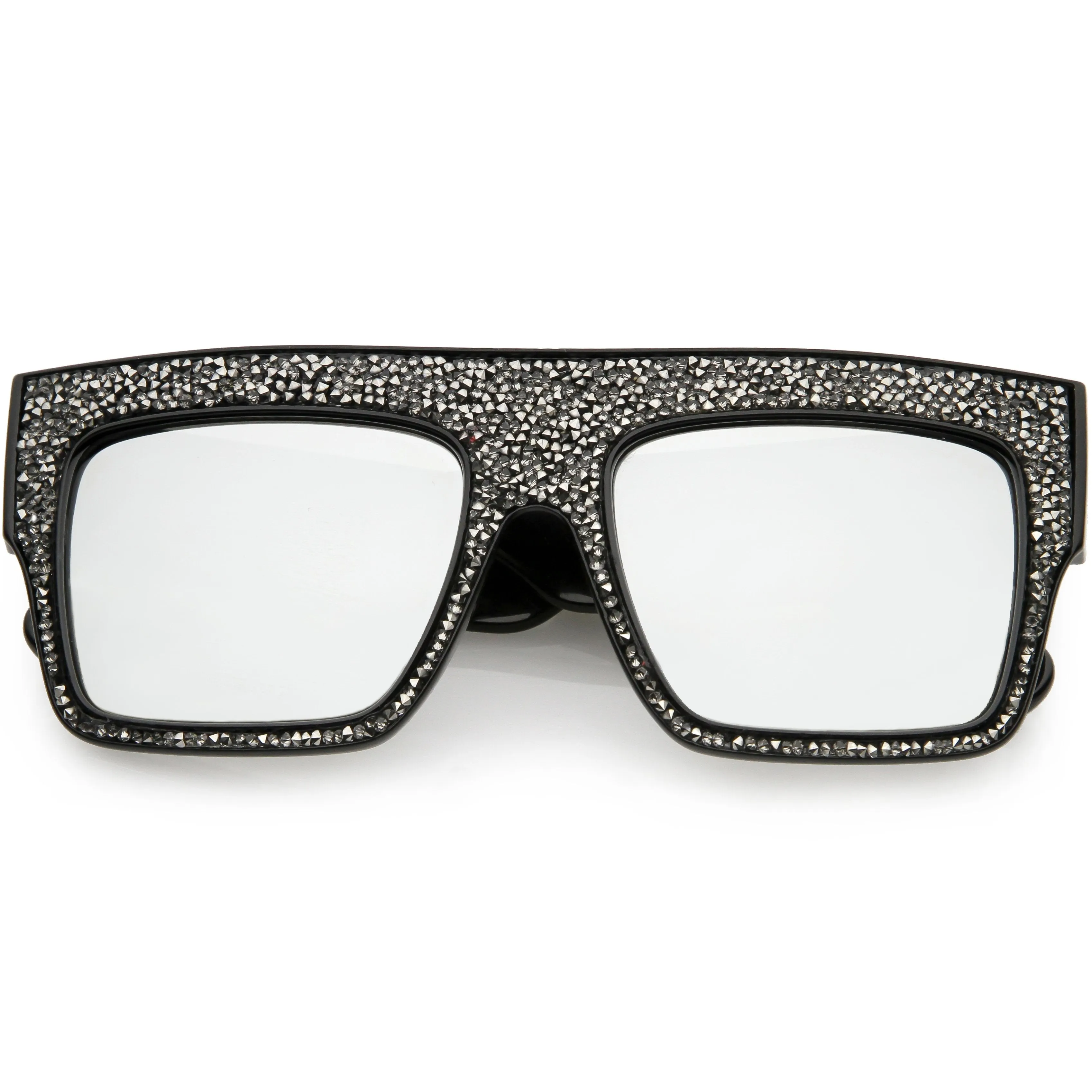 Women's Crystal Rhinestone Flat Top Mirrored Lens Sunglasses C880