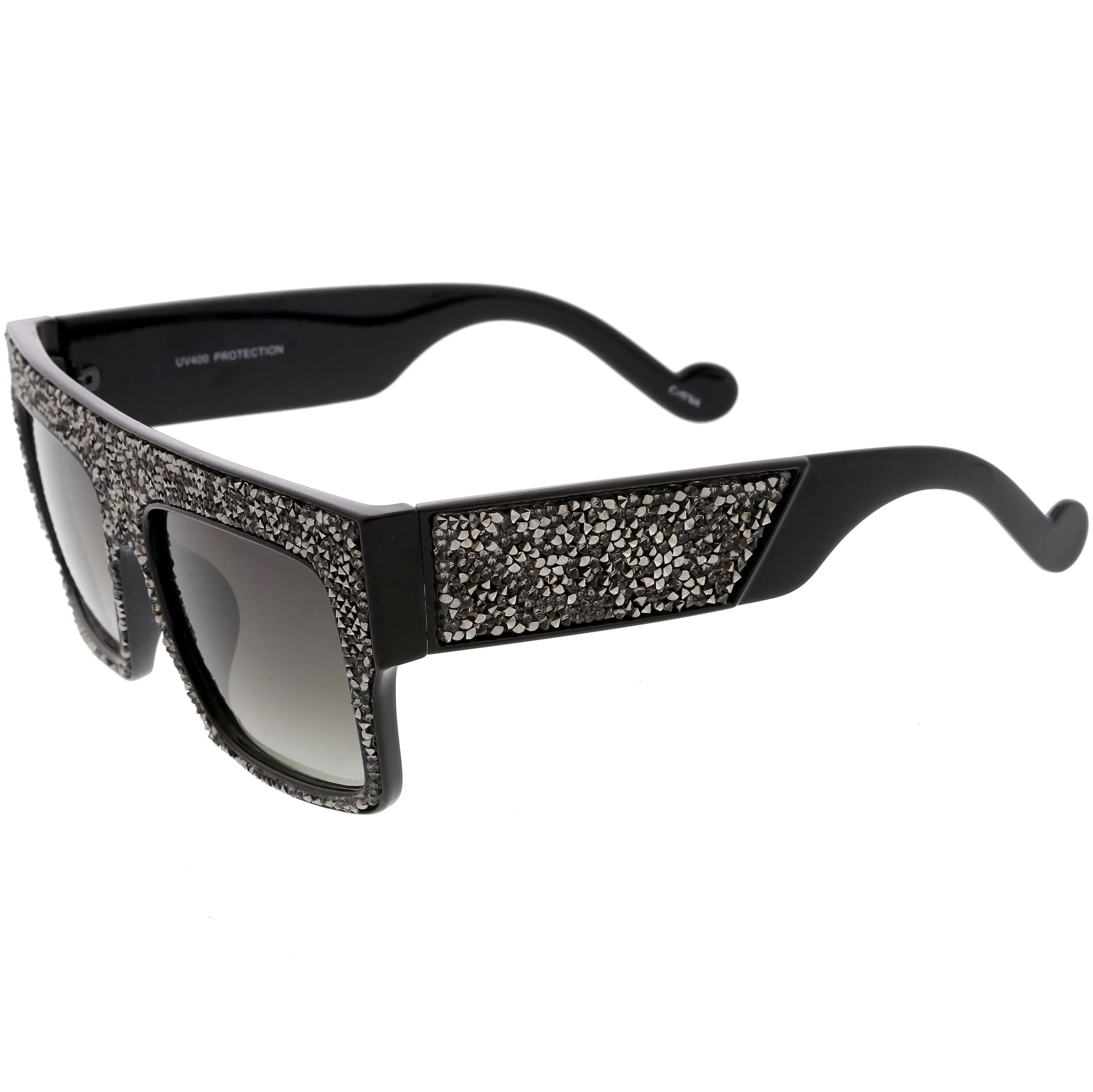 Women's Crystal Rhinestone Flat Top Mirrored Lens Sunglasses C880