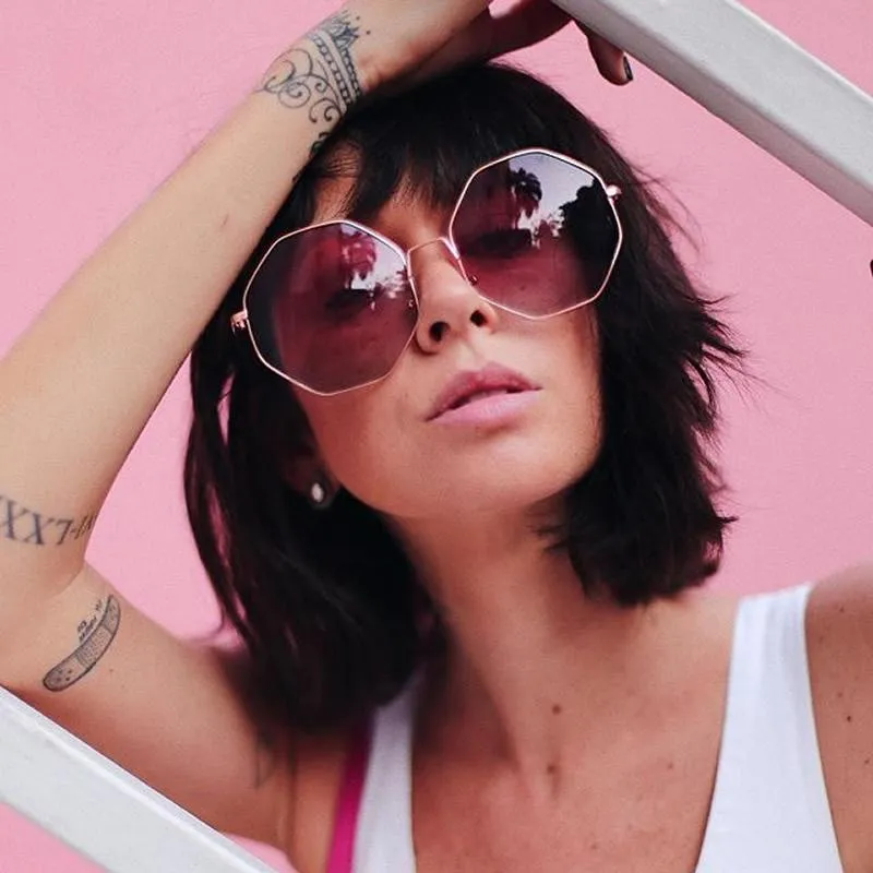 Women's Indie Festival Oversize Hexagon Sunglasses A656