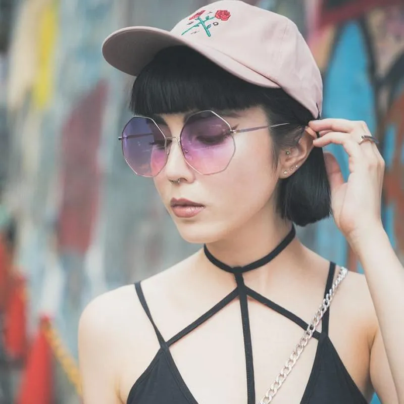 Women's Indie Festival Oversize Hexagon Sunglasses A656