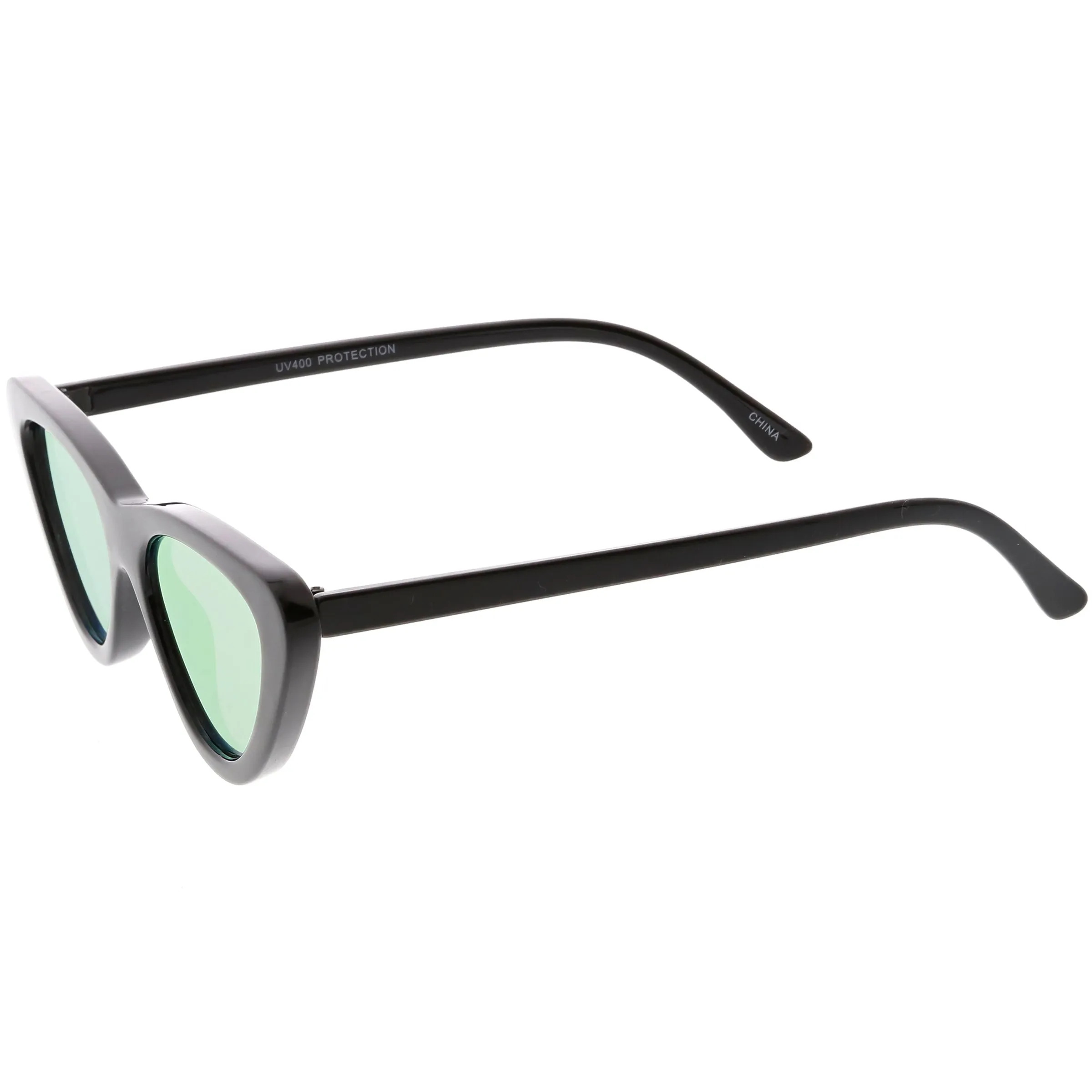Womens Retro Narrow Flat Lens Cat Eye Sunglasses w/ Mirror Lens C521
