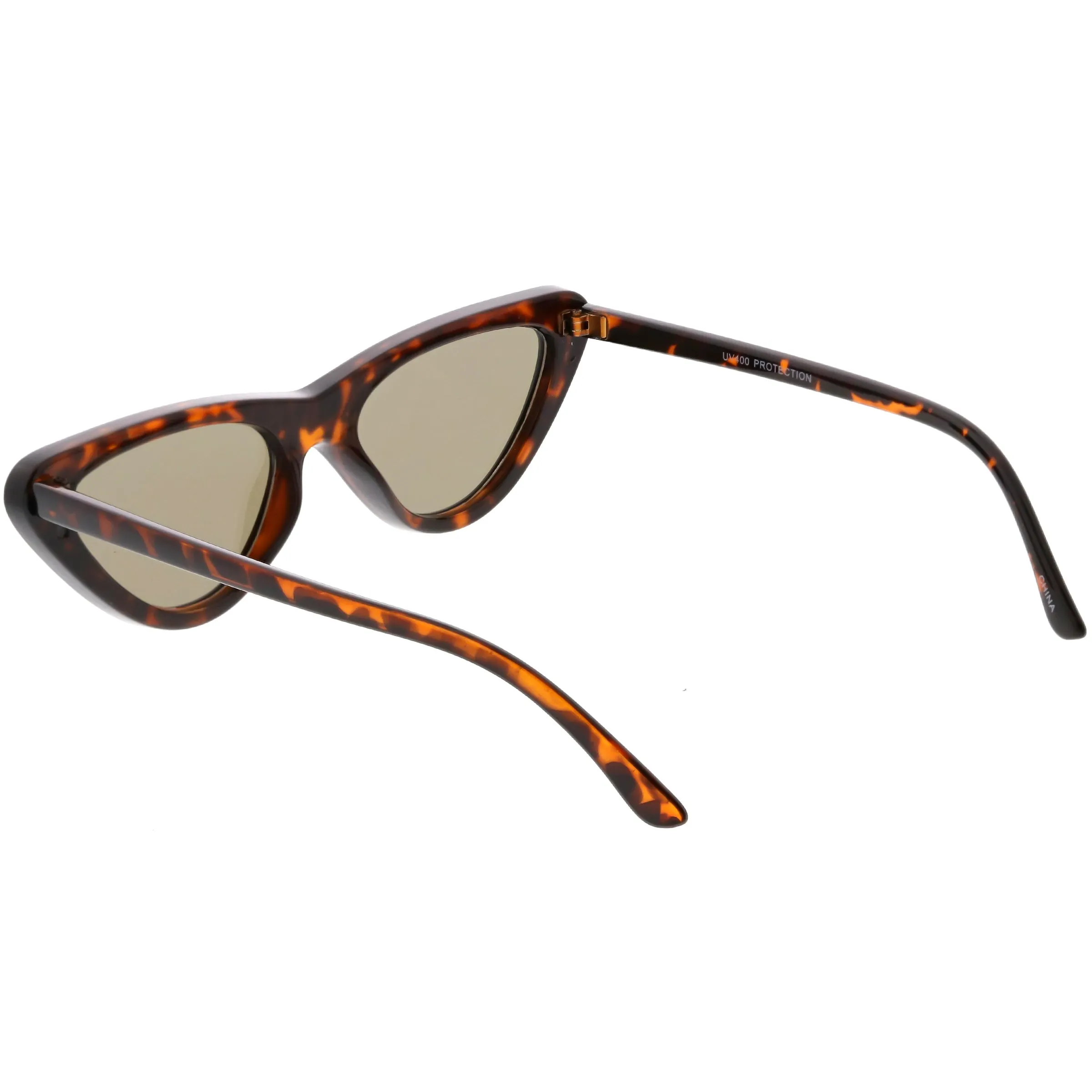 Womens Retro Narrow Flat Lens Cat Eye Sunglasses w/ Mirror Lens C521