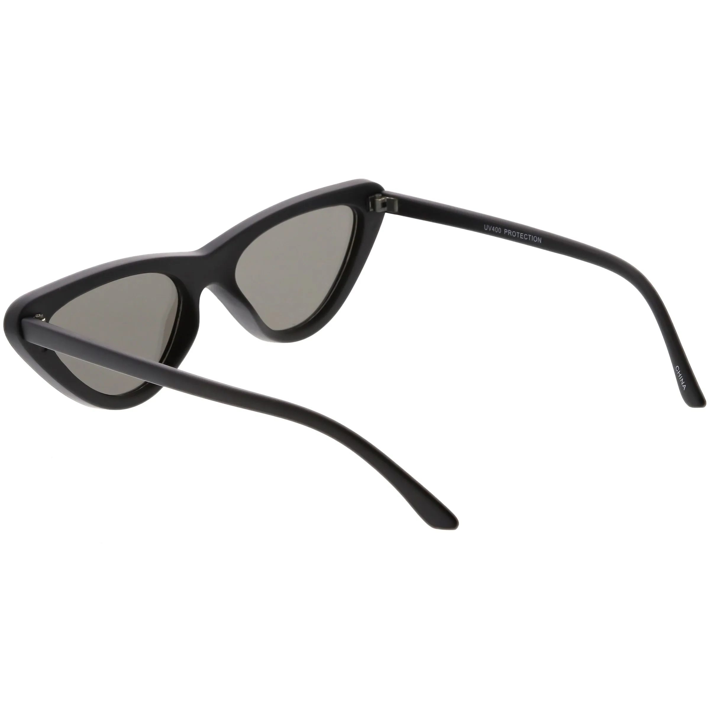 Womens Retro Narrow Flat Lens Cat Eye Sunglasses w/ Mirror Lens C521