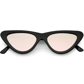 Womens Retro Narrow Flat Lens Cat Eye Sunglasses w/ Mirror Lens C521
