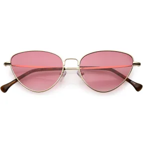 Women's Retro Slim Metal Frame Flat Lens Cat Eye Sunglasses C600