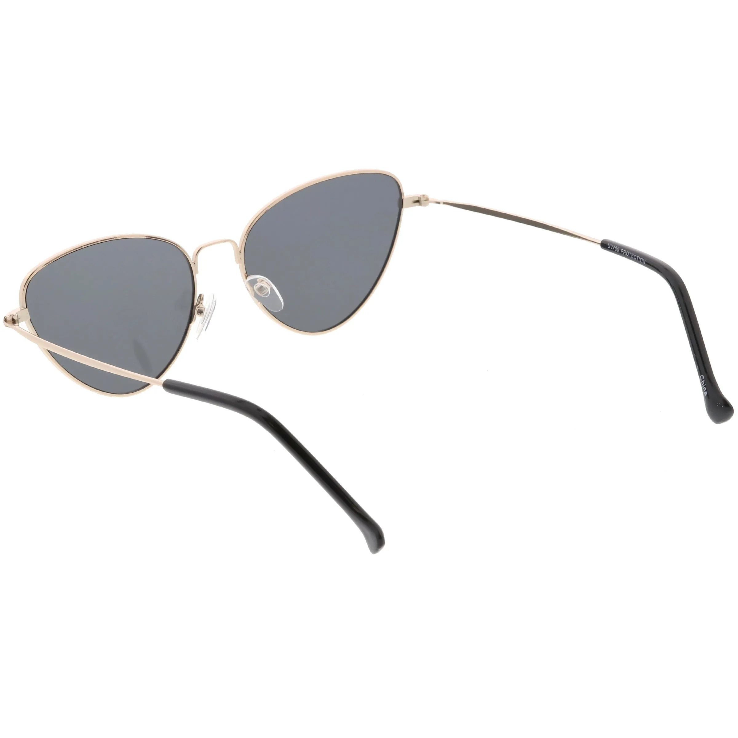 Women's Retro Slim Metal Frame Flat Lens Cat Eye Sunglasses C600