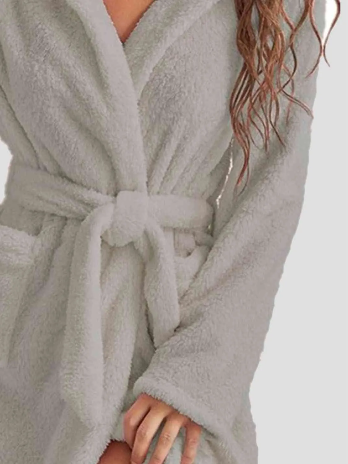 Women's Tie Waist Hooded Robe
