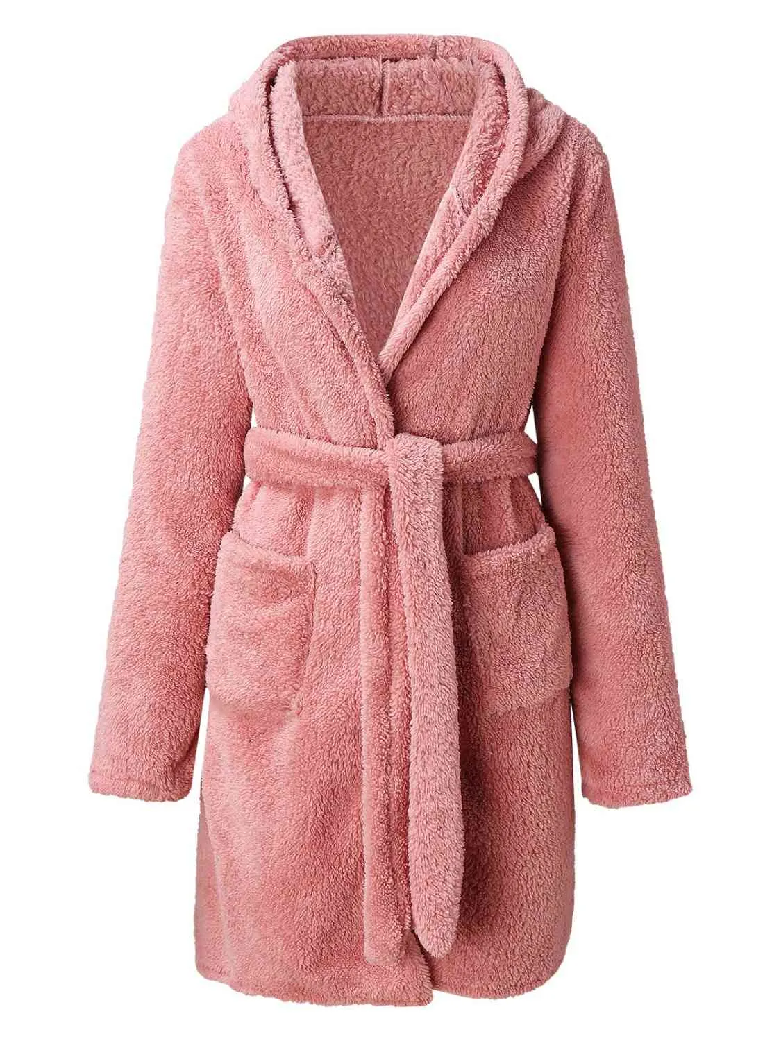 Women's Tie Waist Hooded Robe