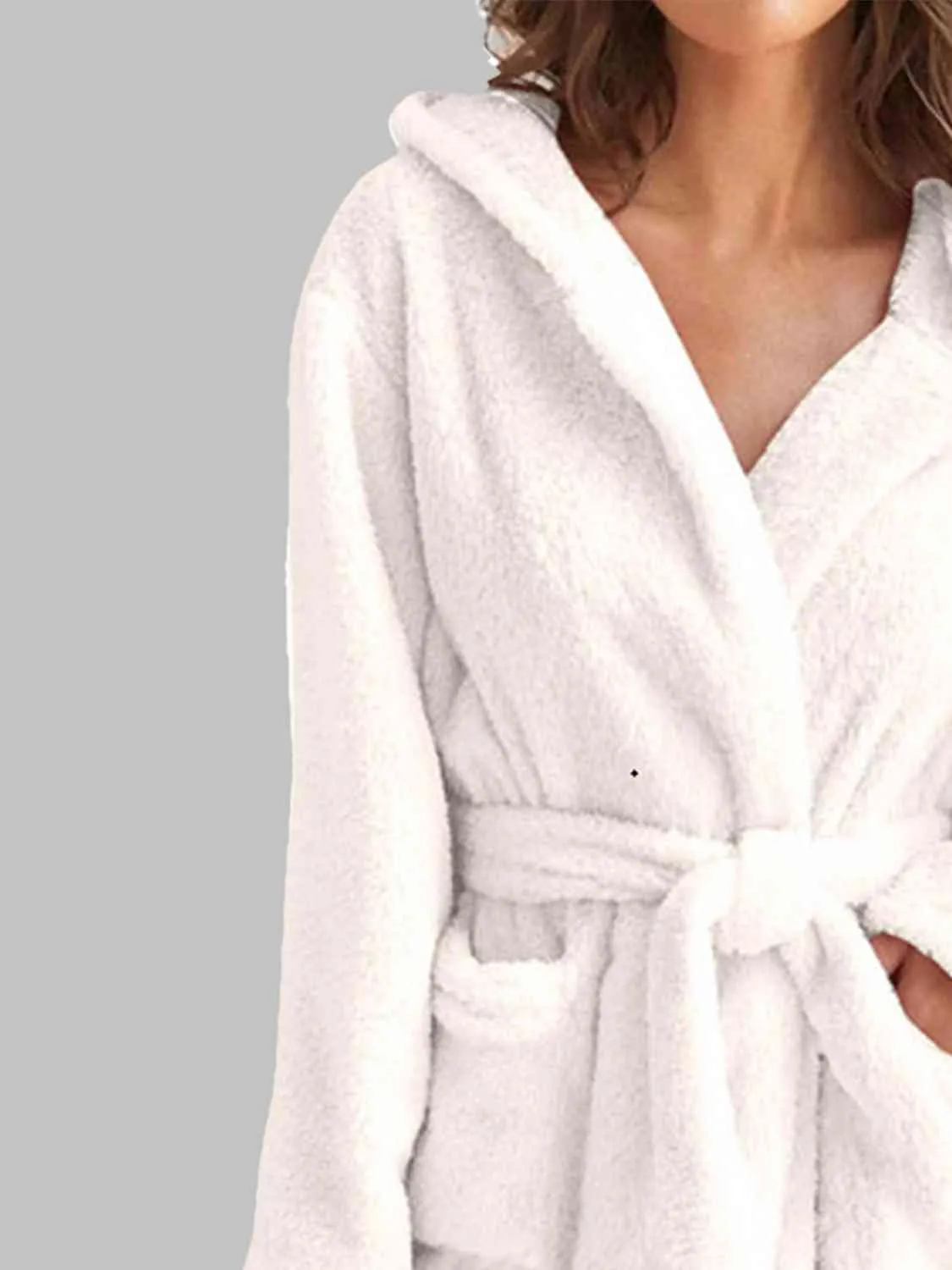 Women's Tie Waist Hooded Robe
