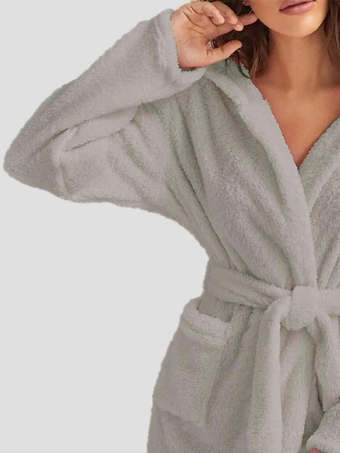 Women's Tie Waist Hooded Robe