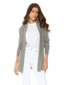 Womens's Pure Cashmere Open Front Cardigan Medium Grey