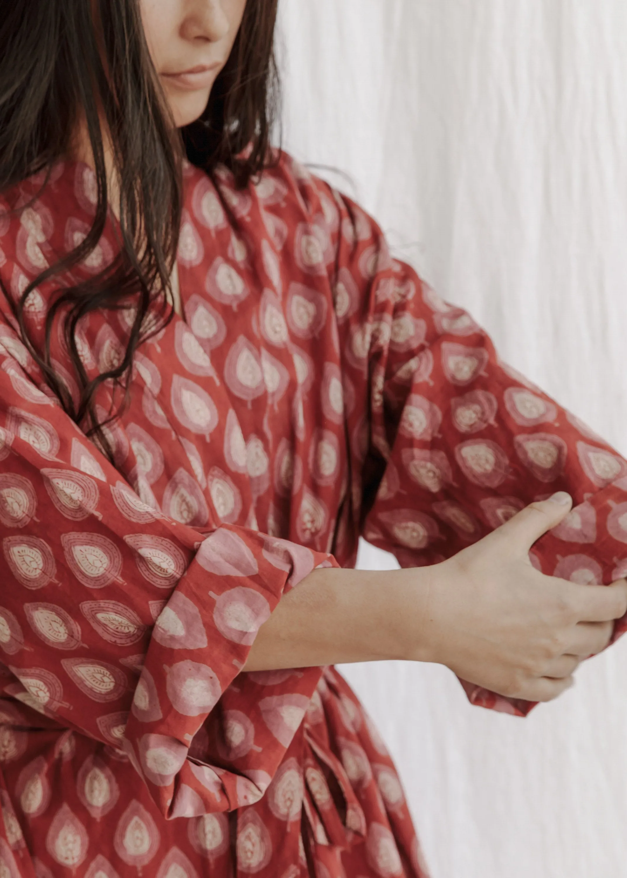 Yayla Robe - Organic Cotton Block Print - Jaipur Pink