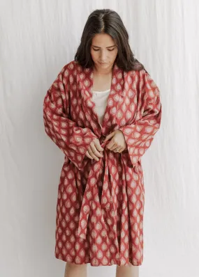 Yayla Robe - Organic Cotton Block Print - Jaipur Pink