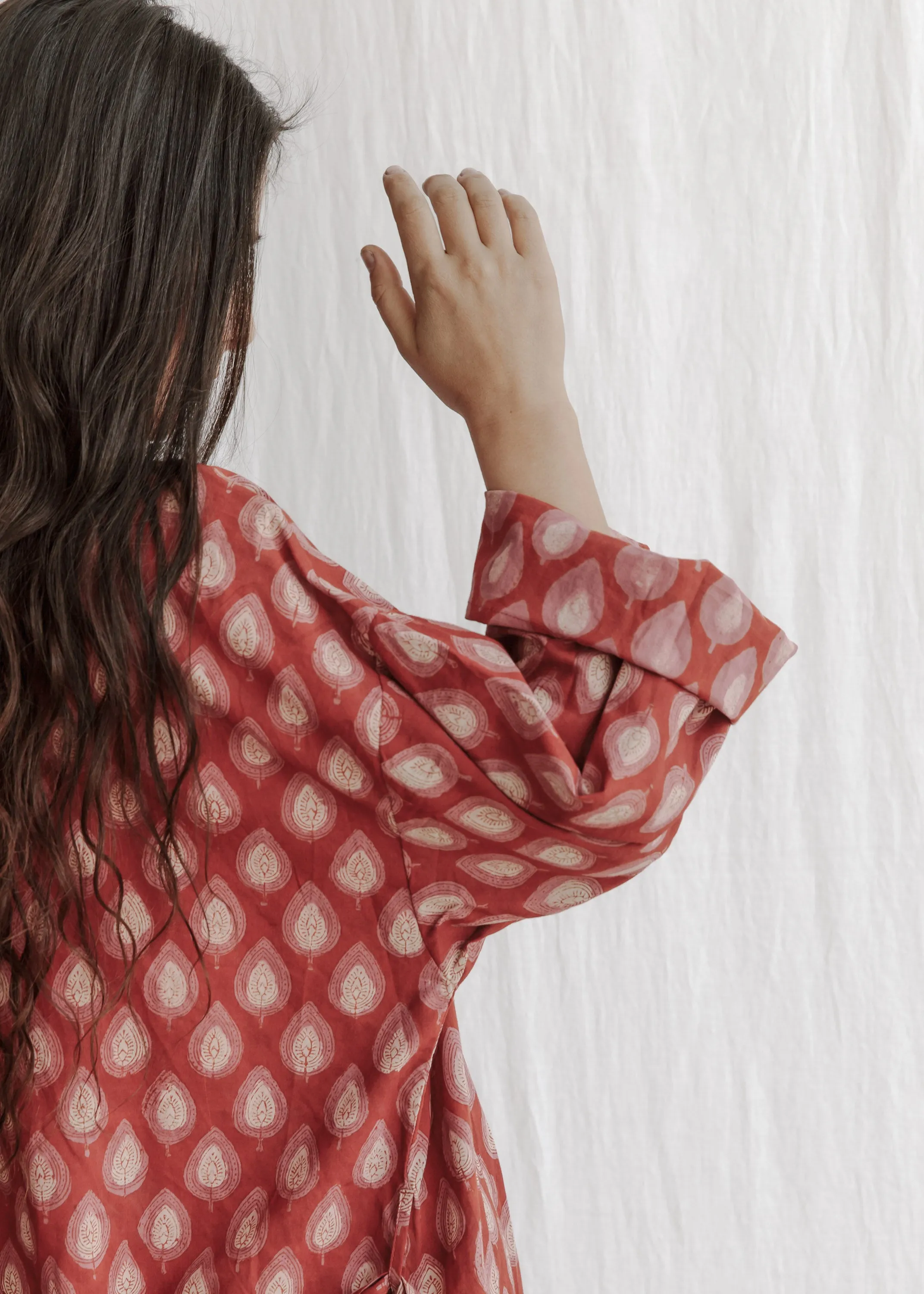 Yayla Robe - Organic Cotton Block Print - Jaipur Pink