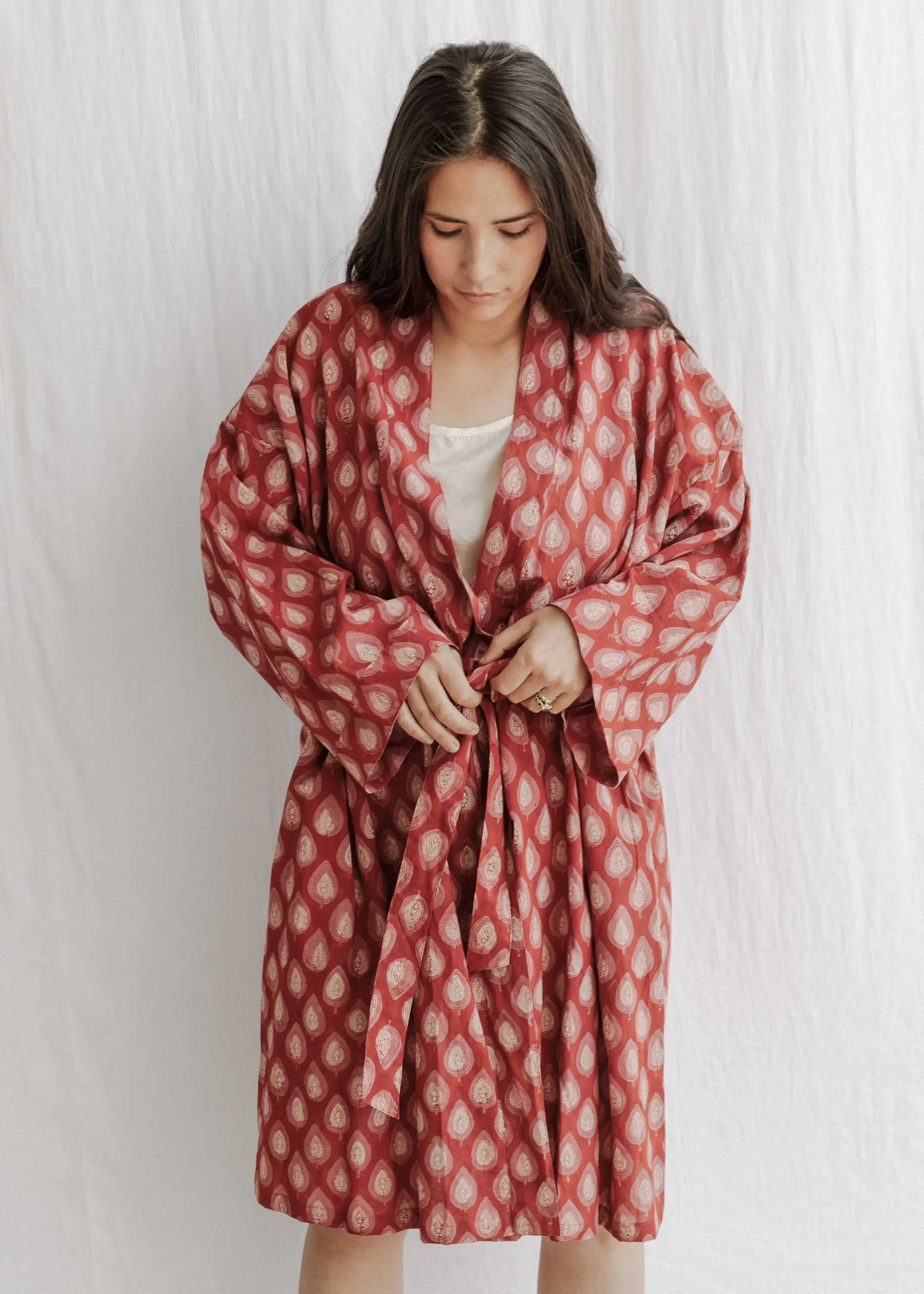 Yayla Robe - Organic Cotton Block Print - Jaipur Pink